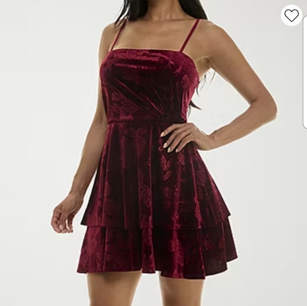 Trixxi (Wine) Flare Mini Dress
